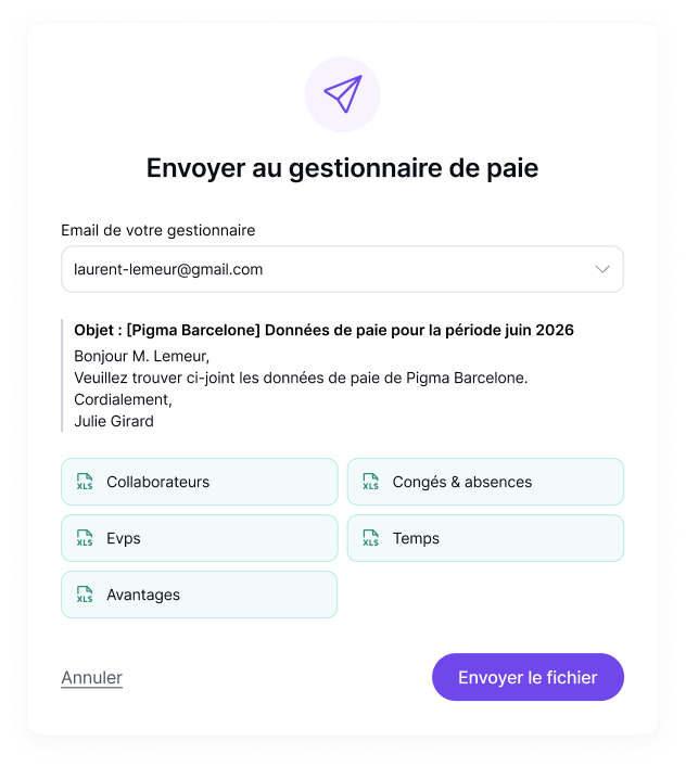 Envoyer au gestionnaire de paie